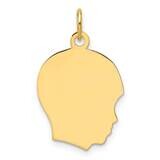 Plain Medium .035 Gauge Facing Right Engravable Boy Head Charm 14k Gold XM661/35, MPN: XM661/35,