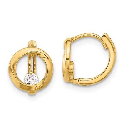 CZ Circle Hoop Earrings 14k Polished Gold TF2292, MPN: TF2292,