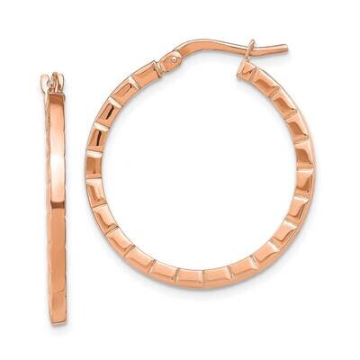Striped Edge Hoop Earrings 14k Rose Gold TF1942R, MPN: TF1942R, 191101975295