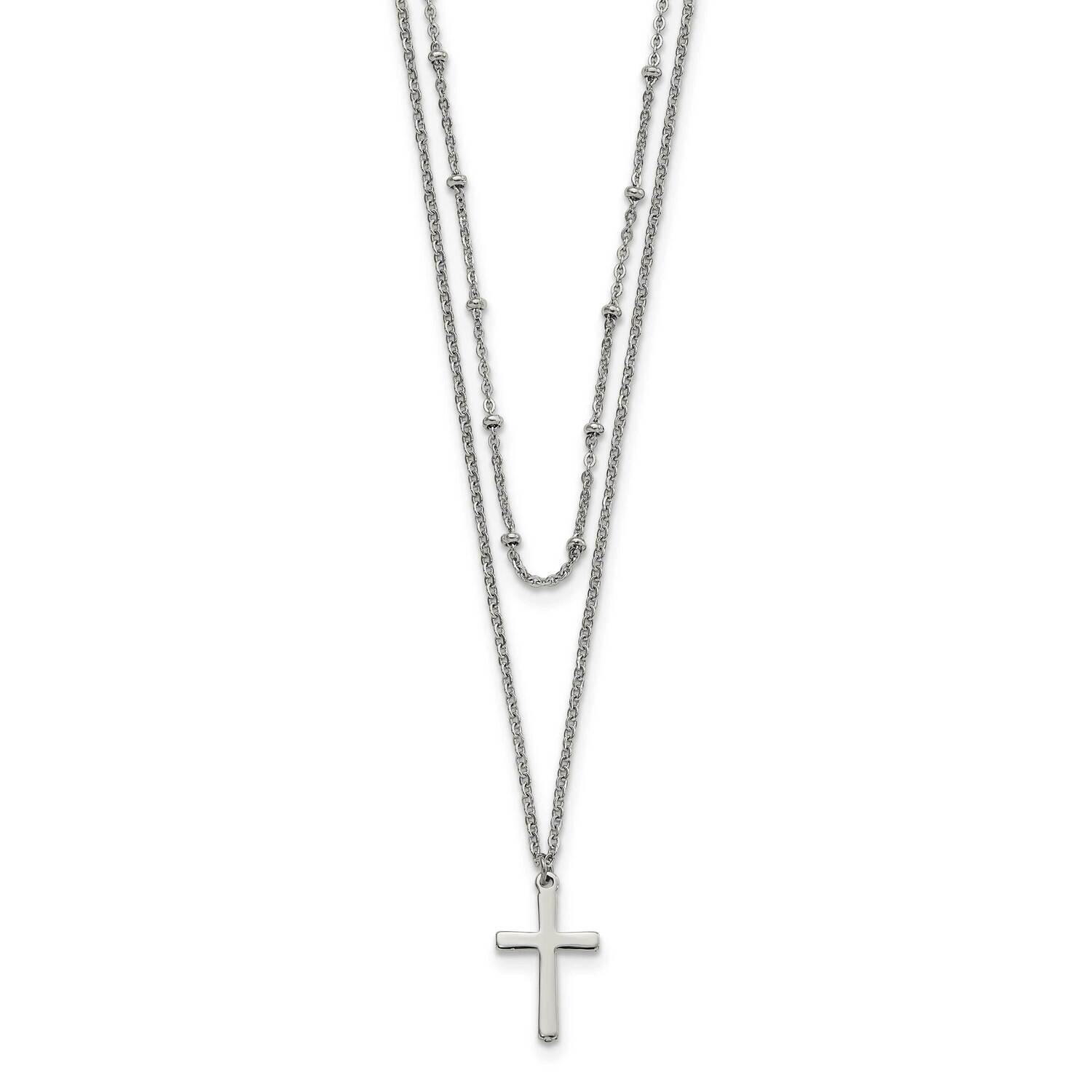 Chisel Polished Cross 2 Str18.25 Inch 1 Inch Extension Necklace Stainless Steel SRN3110-18.25 by Ch…