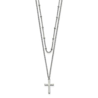 Chisel Polished Cross 2 Str18.25 Inch 1 Inch Extension Necklace Stainless Steel SRN3110-18.25 by Ch…