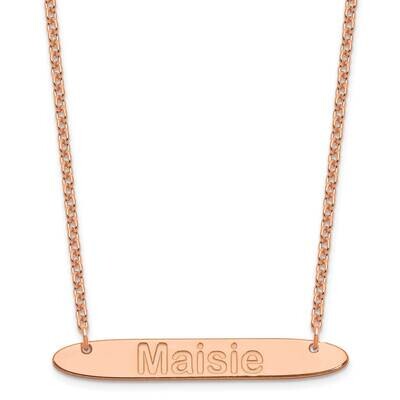 Rose-Plated Medium Polished Oblong Arial Rounded Bar Necklace Sterling Silver XNA1238RP, MPN: XNA12…
