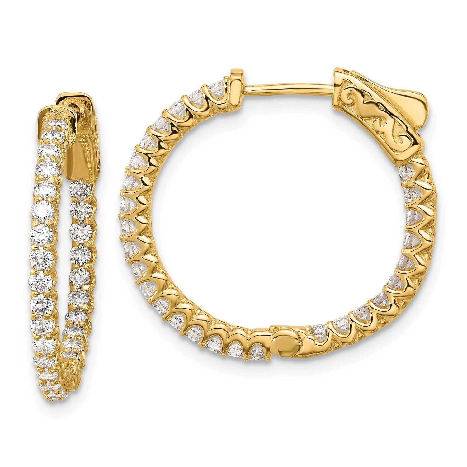 1.12Ct. 56-1.7mm In Out Hoop Safety Clasp Diamond Earrings 14k Gold XE3242AA, MPN: XE3242AA,