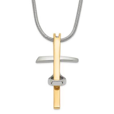 Gold Ip-Plated Cross Necklace Stainless Steel SRN299-18 by Chisel, MPN: SRN299-18, 883957750262