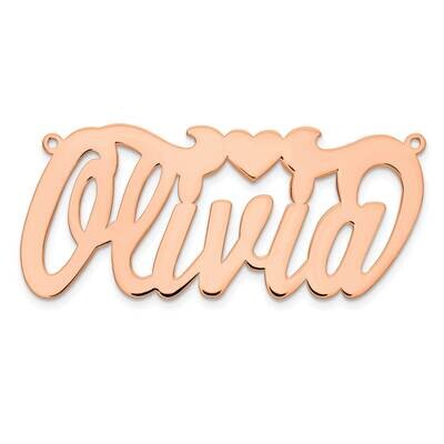 Rose-Plated Polished Heart Name Plate Sterling Silver XNA127RP, MPN: XNA127RP,