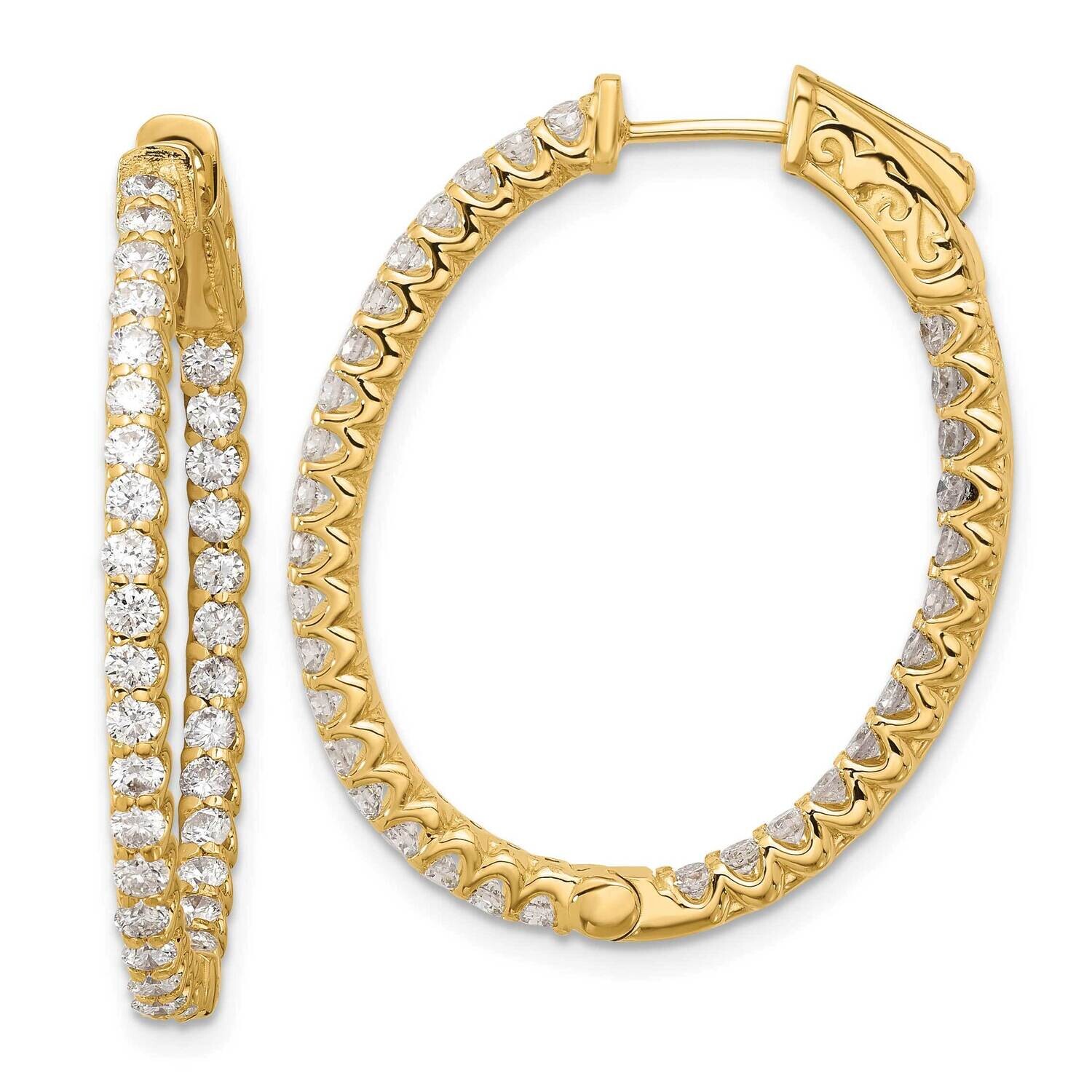 2.3Ct 66-2.0mm In/Out Oval Hoop Safety Clasp Diamond Earrings 14k Gold XE3249AA, MPN: XE3249AA,