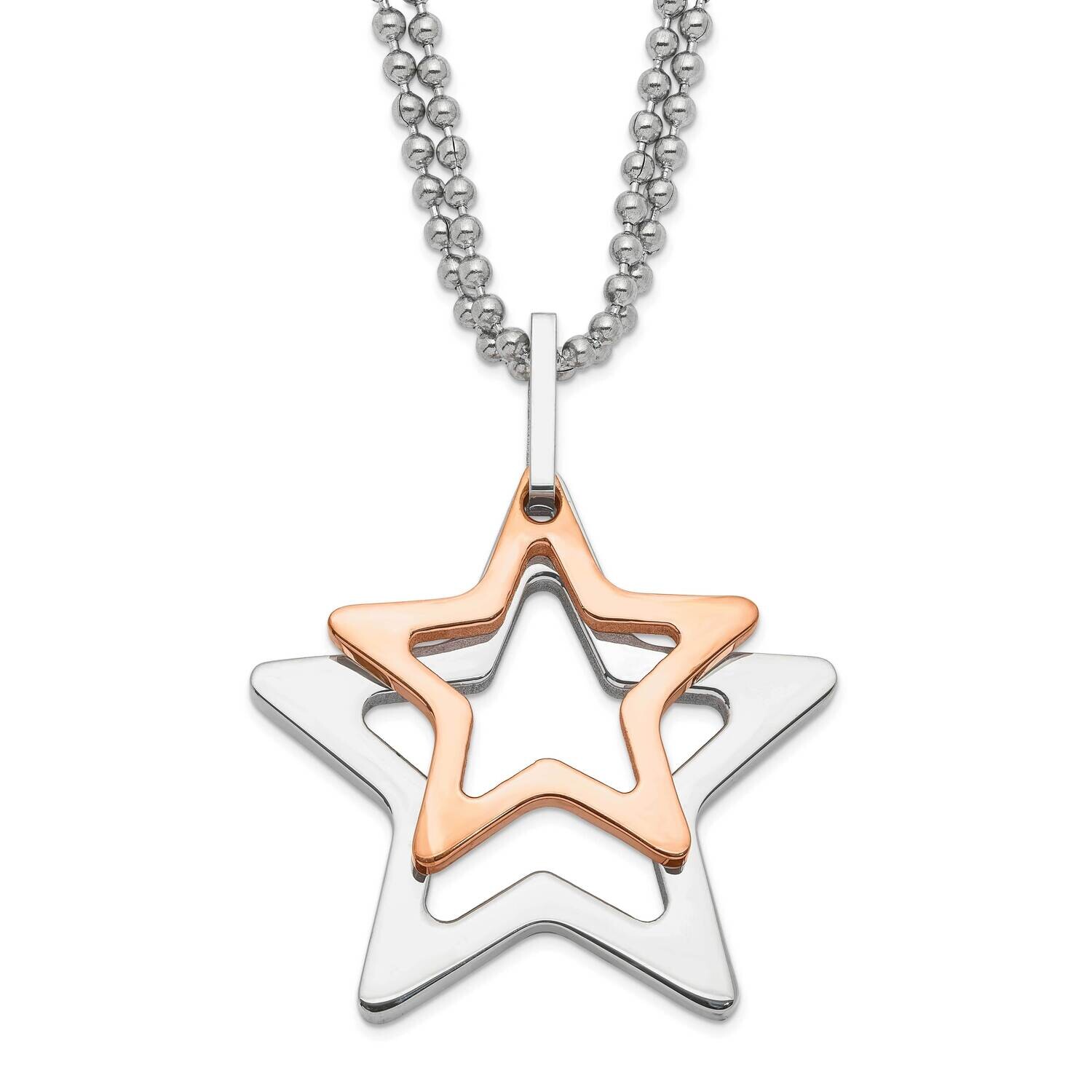 &amp; Rose Ip-Plated Stars Necklace Stainless Steel SRN634-22 by Chisel, MPN: SRN634-22, 886774042008