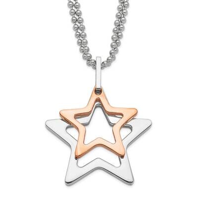 &amp; Rose Ip-Plated Stars Necklace Stainless Steel SRN634-22 by Chisel, MPN: SRN634-22, 886774042008