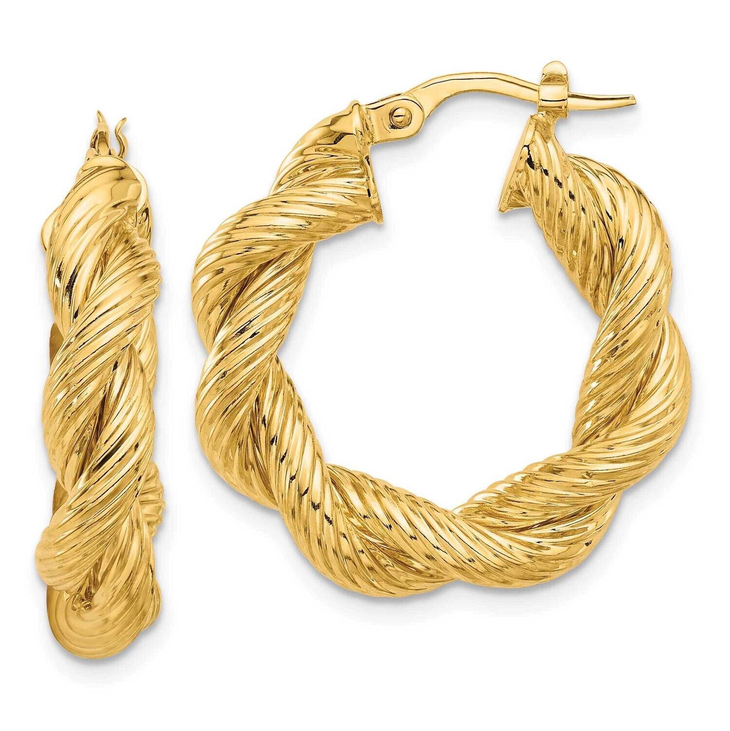 Textured Twisted Hoop Earrings 14k Polished Gold TF2259, MPN: TF2259,