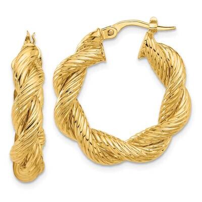 Textured Twisted Hoop Earrings 14k Polished Gold TF2259, MPN: TF2259,