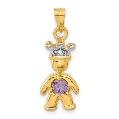 Diamond Synthetic February Birthstone Boy Pendant 14k Gold XK1053, MPN: XK1053,