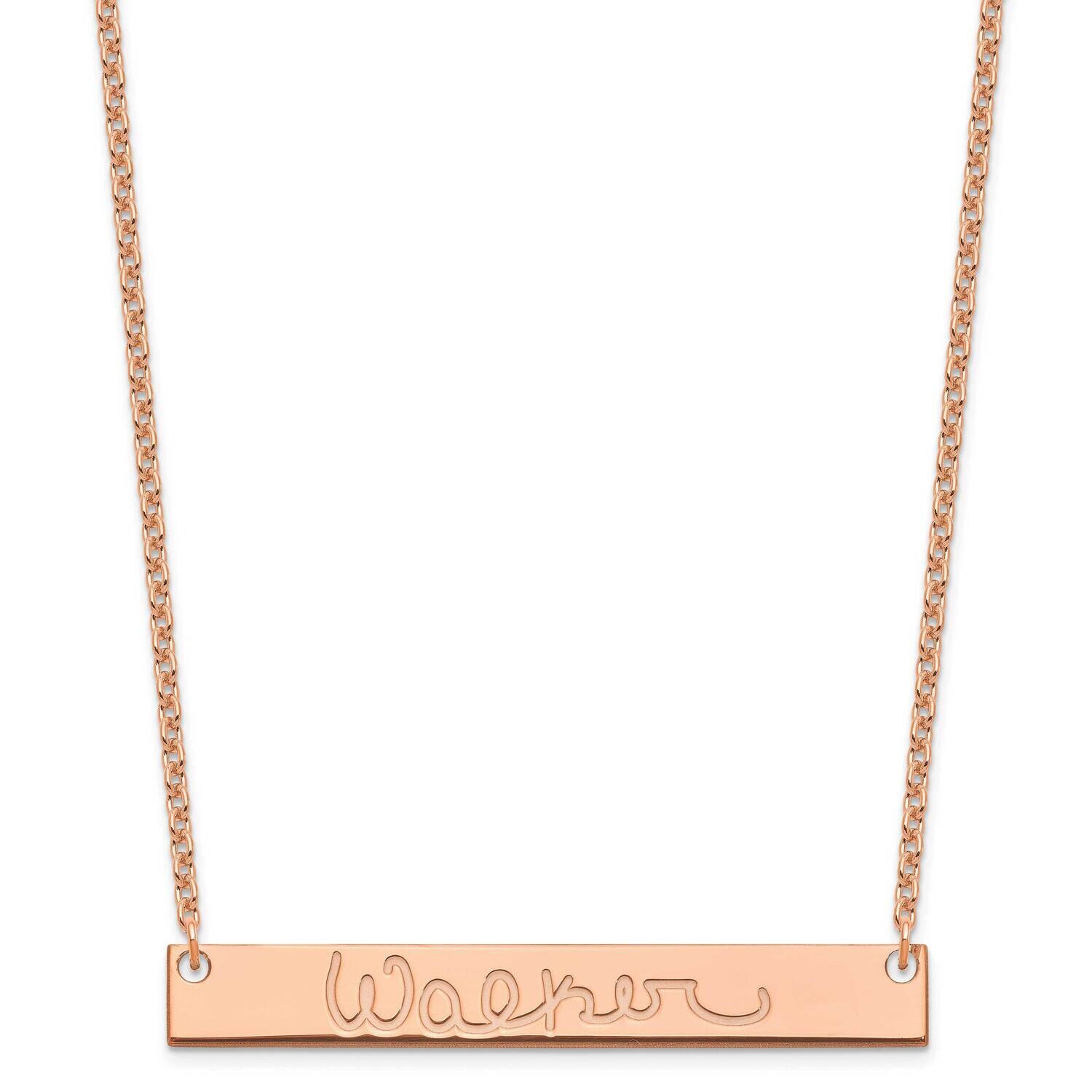 Rose-Plated Large Polished Signature Bar Necklace Sterling Silver XNA1275RP, MPN: XNA1275RP,