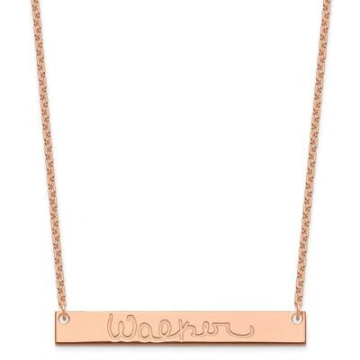 Rose-Plated Large Polished Signature Bar Necklace Sterling Silver XNA1275RP, MPN: XNA1275RP,
