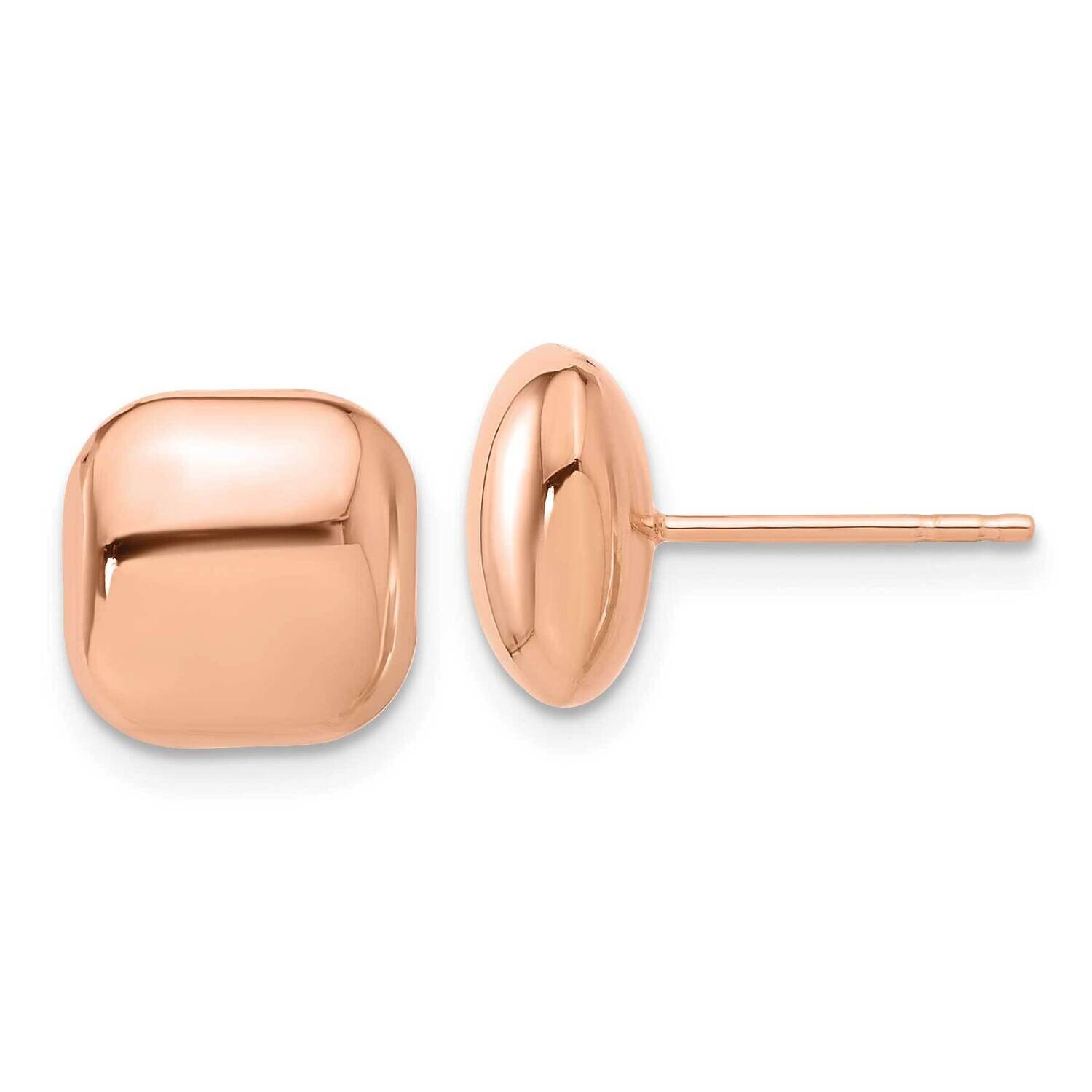 Polished 10mm Puffed Square Post Earrings 14k Rose Gold TF2341R, MPN: TF2341R,