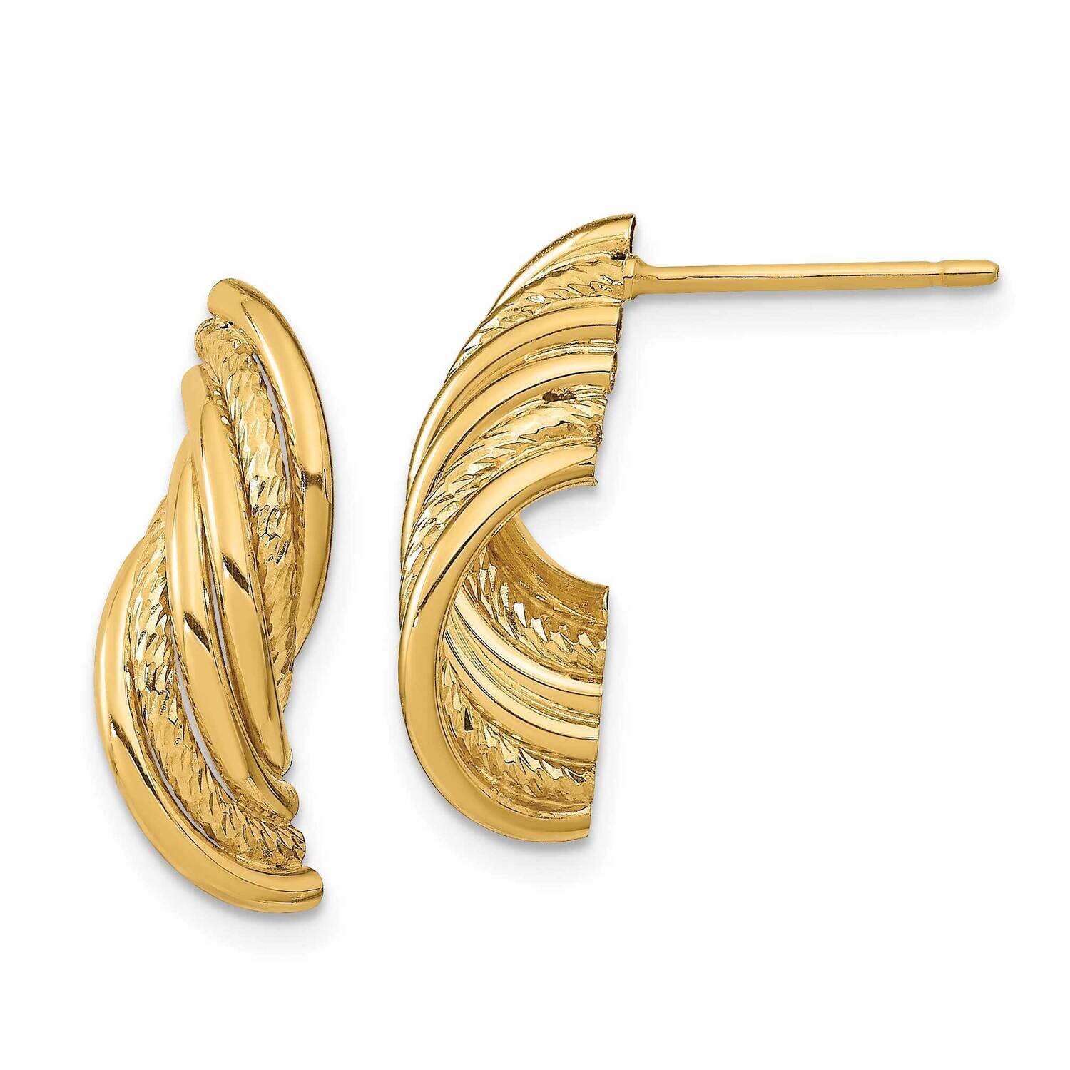 Fancy Polished Diamond-Cut Twisted Post Dangle Earrings 14k Gold TF1926