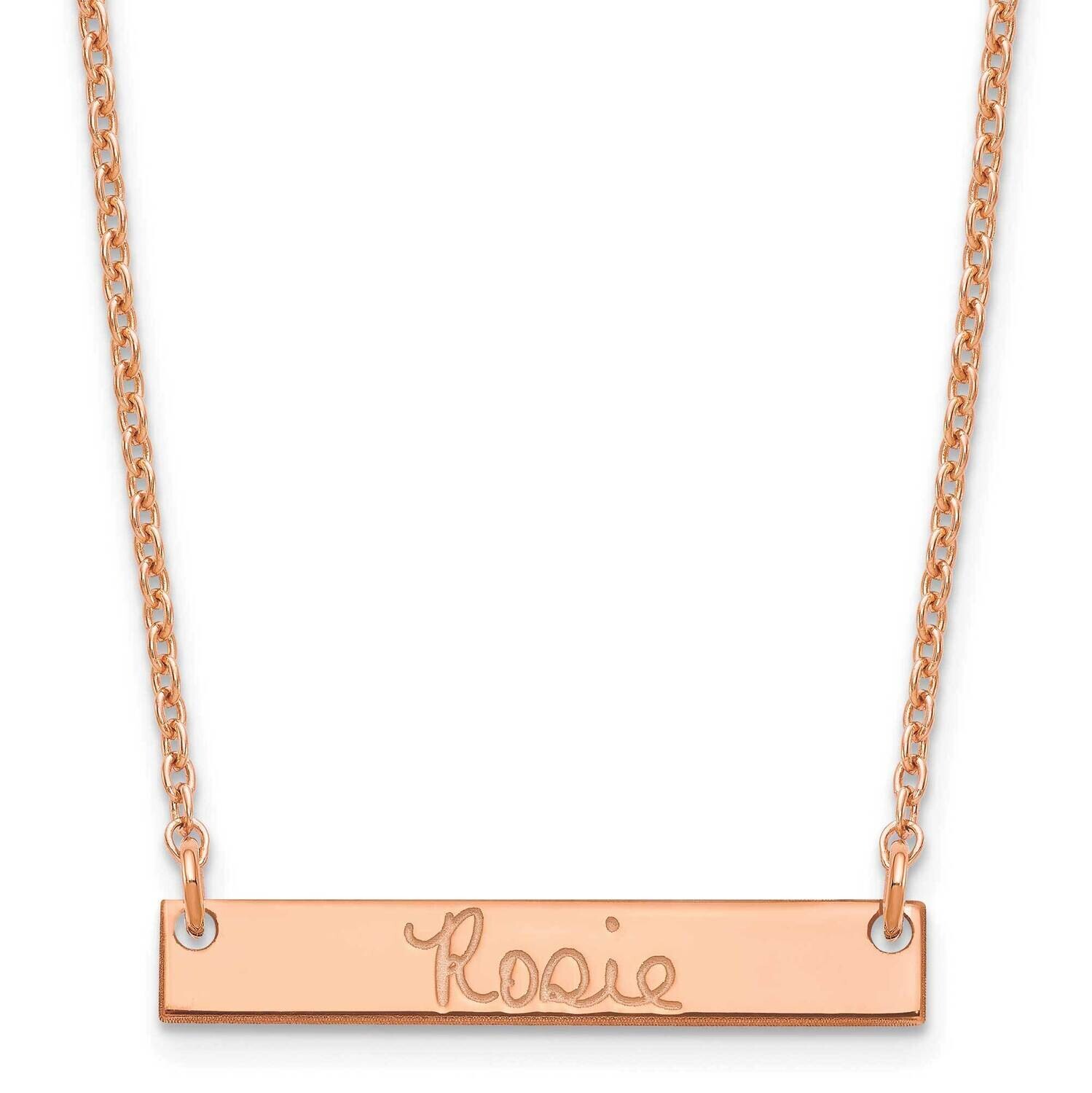 Rose-Plated Small Polished Signature Bar Necklace Sterling Silver XNA1273RP, MPN: XNA1273RP,