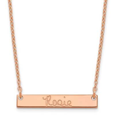 Rose-Plated Small Polished Signature Bar Necklace Sterling Silver XNA1273RP, MPN: XNA1273RP,