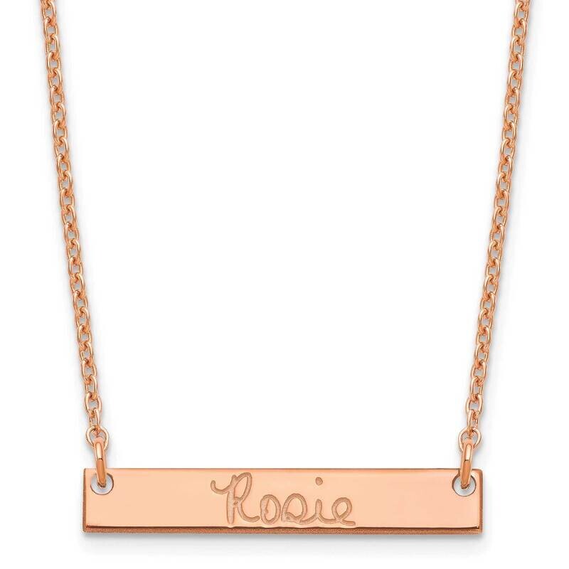 Rose-Plated Small Polished Signature Bar Necklace Sterling Silver XNA1273RP, MPN: XNA1273RP,