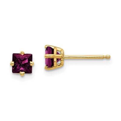 4mm Princess Cut Rhodolite Garnet Earring 14k Gold XE60RG, MPN: XE60RG, 883957093772