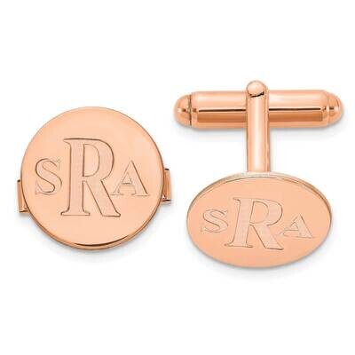 Rose-Plated Circle Recessed Letters Monogram Cuff Links Sterling Silver XNA617RP, MPN: XNA617RP,