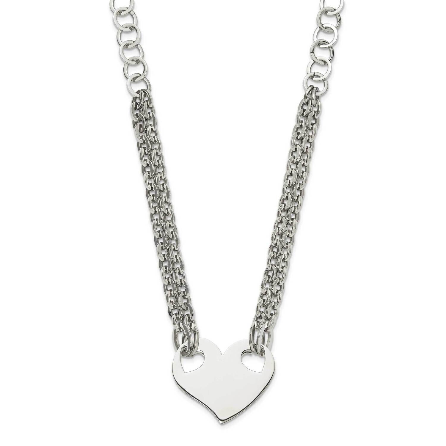 Polished Heart 20In Necklace Stainless Steel SRN599-20 by Chisel, MPN: SRN599-20, 886774041650