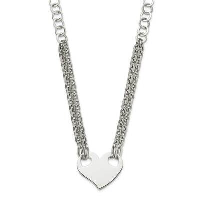 Polished Heart 20In Necklace Stainless Steel SRN599-20 by Chisel, MPN: SRN599-20, 886774041650