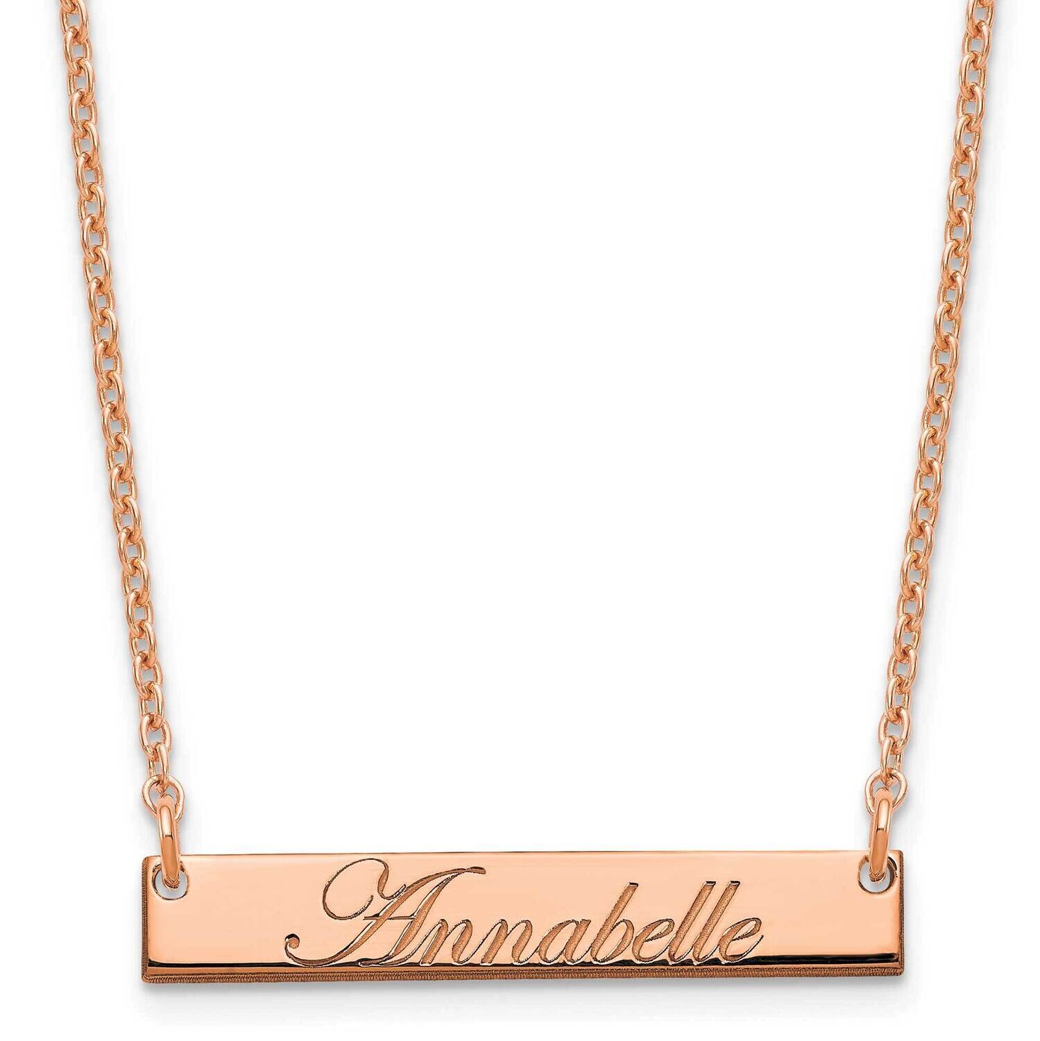 Rose-Plated Small Polished Edwardian Script Bar Necklace Sterling Silver XNA1214RP, MPN: XNA1214RP,