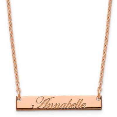 Rose-Plated Small Polished Edwardian Script Bar Necklace Sterling Silver XNA1214RP, MPN: XNA1214RP,