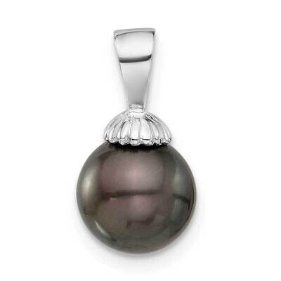 8-9mm Round Black Tahitian Pearl Pendant 14k White Gold XF832, MPN: XF832,