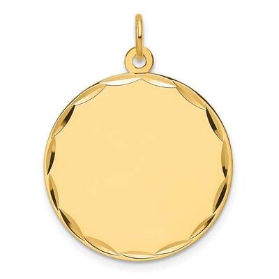 Etched .027 Gauge Engravable Round Disc Charm 14k Gold XM677/27, MPN: XM677/27,