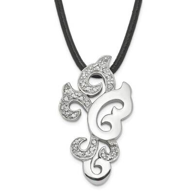 Fancy CZ Pendant Necklace Stainless Steel SRN265-18 by Chisel, MPN: SRN265-18, 883957749921