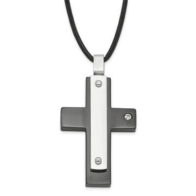 CZ Accent Black Ip-Plated Cross Necklace Stainless Steel SRN293-18 by Chisel, MPN: SRN293-18, 88395…