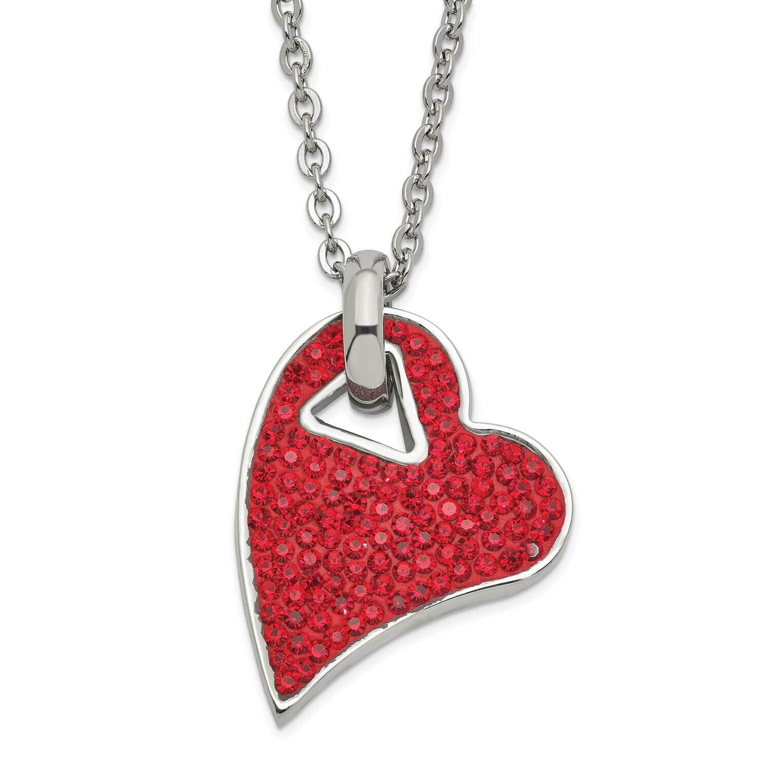 Red Crystal Heart Pendant Necklace Stainless Steel SRN787-20