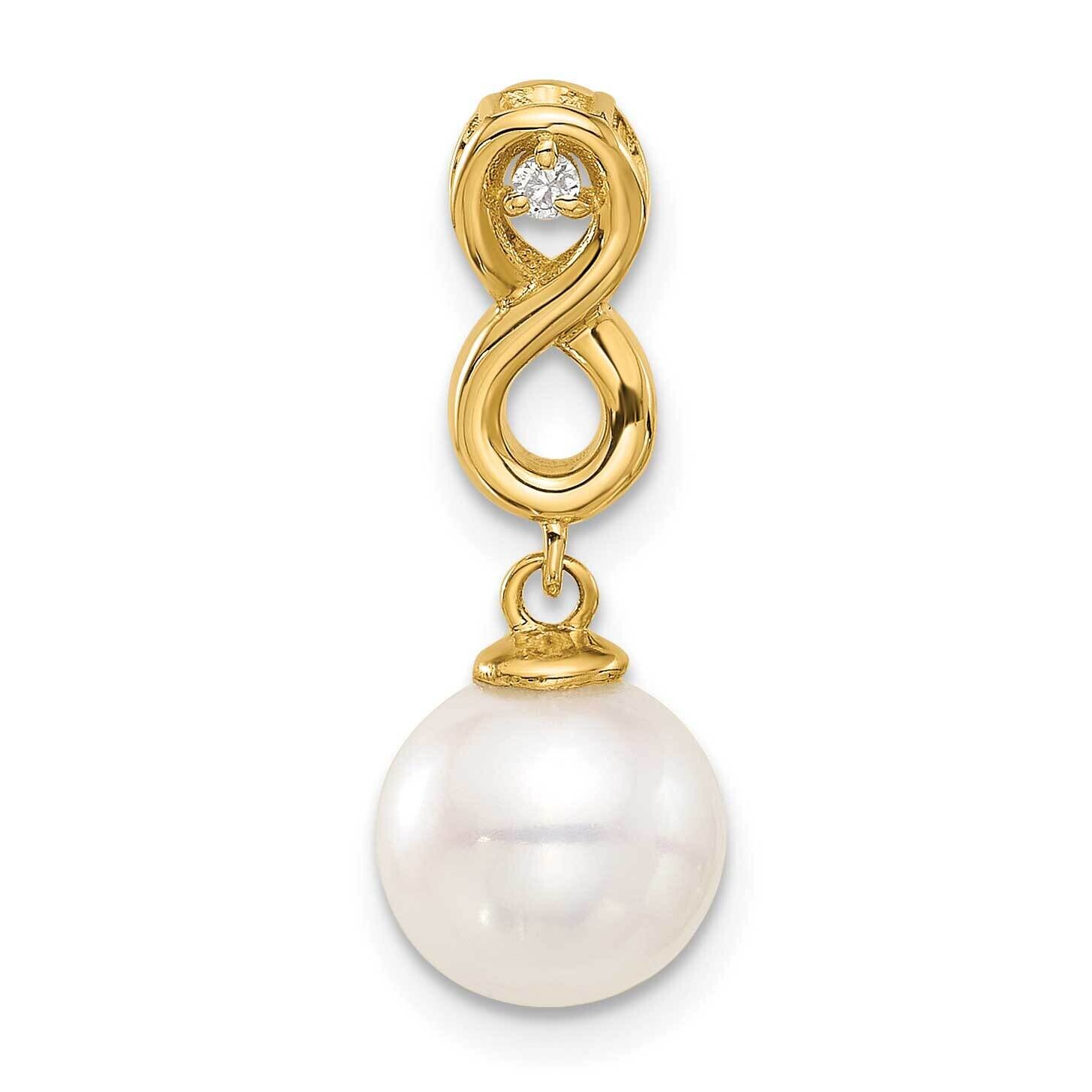 8-9mm Round White Fwc Pearl .02Ct Diamond Infinity Chain Slide 14k Gold XF824, MPN: XF824,