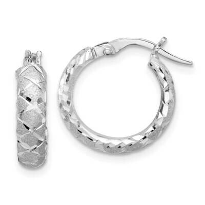 Satin Criss Cross 4mm Diamond Cut Hoop Earrings 14k White Gold TF2219YW, MPN: TF2219YW,