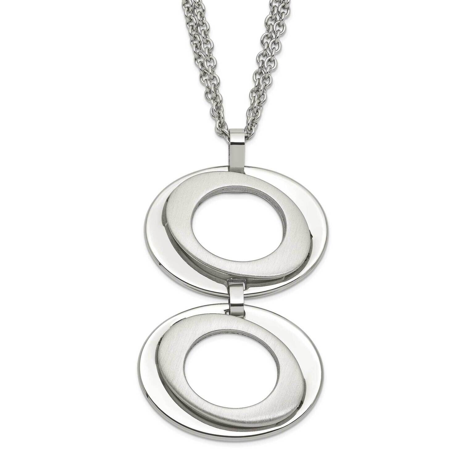 Brushed & Polished Circles 16.5 Inch 1 Inch Extension Necklace Stainless Steel SRN812-16.5
