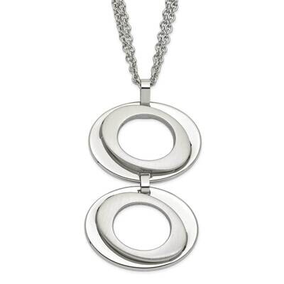 Brushed &amp; Polished Circles 16.5 Inch 1 Inch Extension Necklace Stainless Steel SRN812-16.5 by Chise…