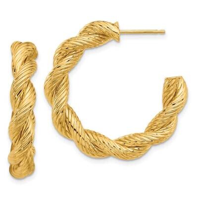 Textured Twisted Post Hoop Earrings 14k Polished Gold TF2277, MPN: TF2277, 196904101094