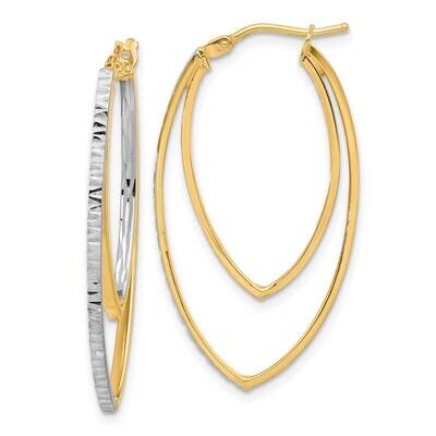 Rhodium Diamond-Cut V Shape Hoop Earrings 14k Polished Gold TF2266, MPN: TF2266,