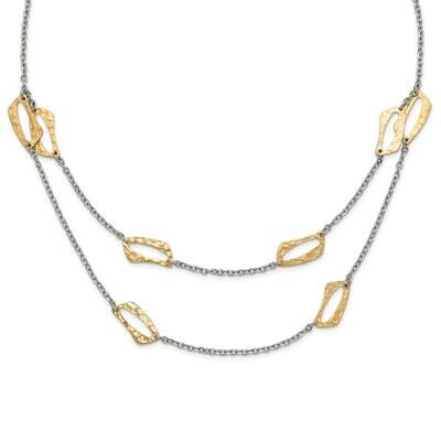 Yellow Ip-Plated Polished &amp; Textured Link Necklace Stainless Steel SRN401-22 by Chisel, MPN: SRN401…