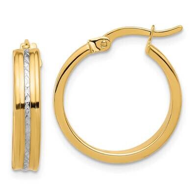 Polished Diamond-Cut Hoop Earrings 14k Gold White Rhodium TF2202, MPN: TF2202,