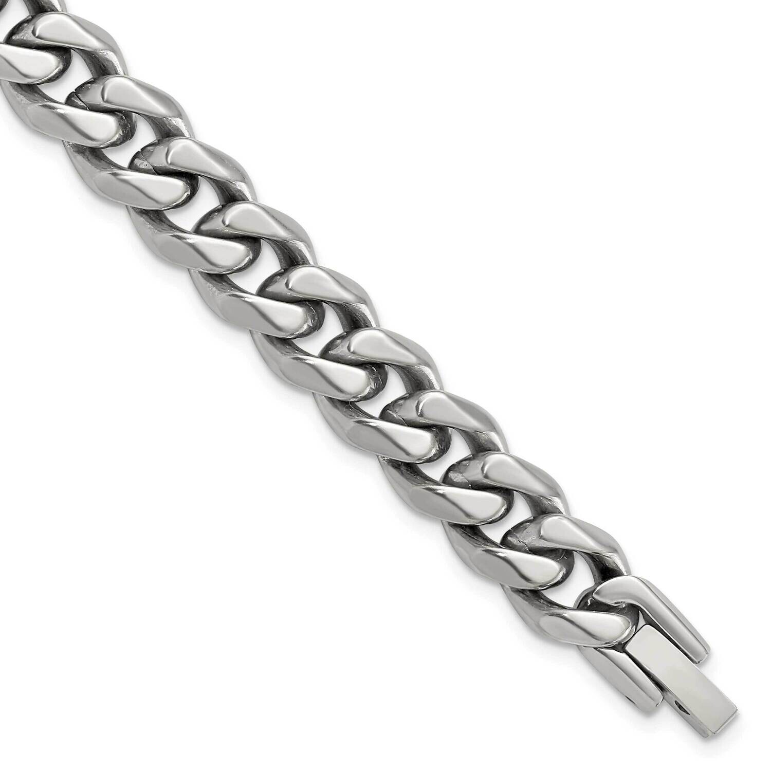 Polished 10.00mm Curb 24 Inch Necklace Titanium TBN288-24 by Chisel, MPN: TBN288-24,