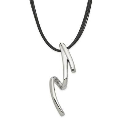 Fancy Pendant On Black Wire Cord Necklace Stainless Steel SRN279-18 by Chisel, MPN: SRN279-18, 8839…