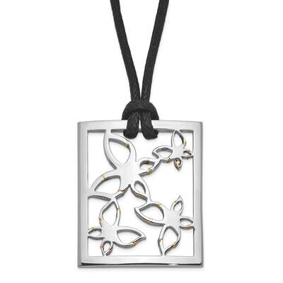 Polished Square Flowers 22 Inch Cord Necklace Stainless Steel SRN631-22 by Chisel, MPN: SRN631-22, …