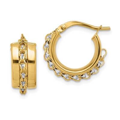 Chain White Preciosa Crystals Hoop Earrings 14k Polished Gold TF1719, MPN: TF1719, 191101974304