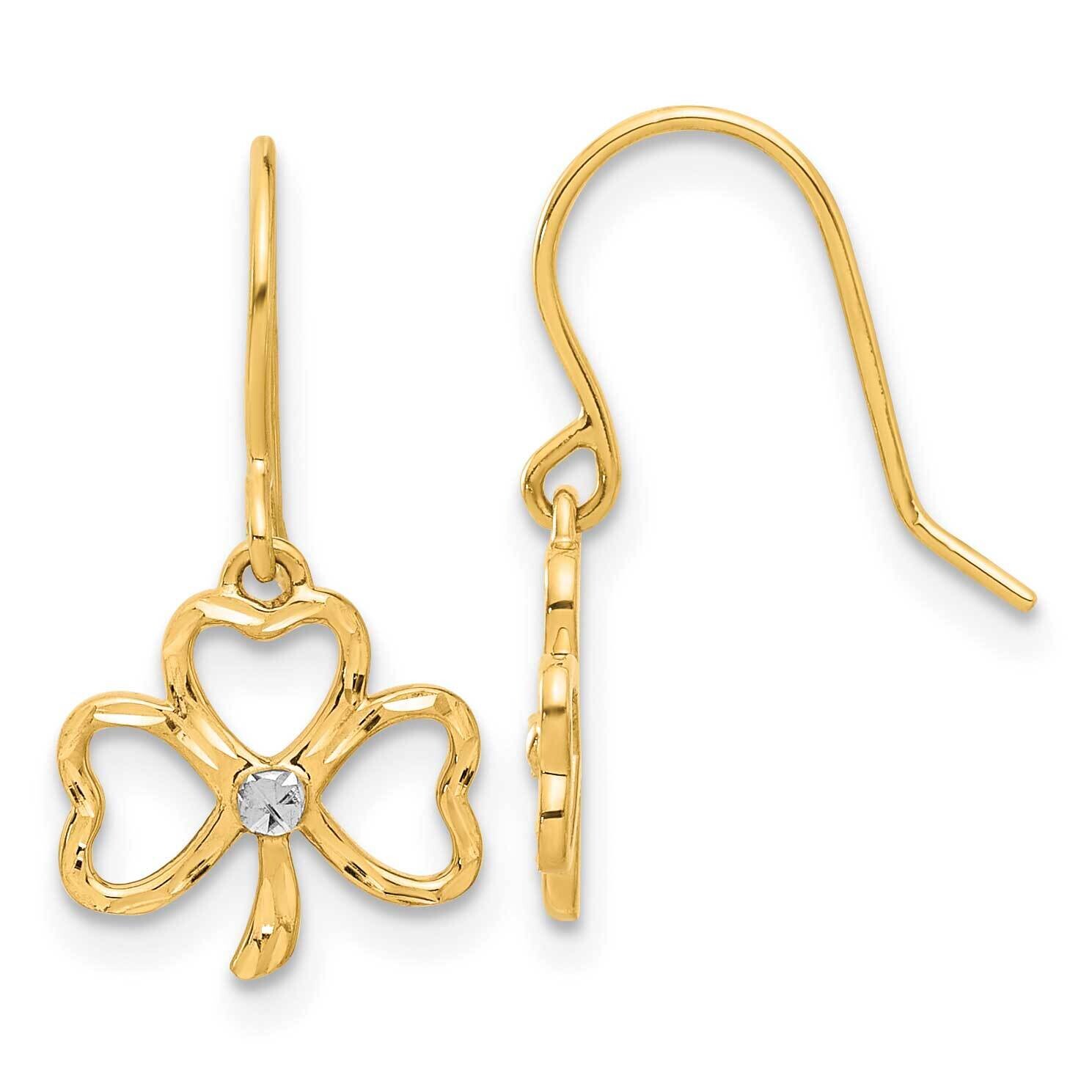 Diamond-Cut Clover Dangle Earrings 14k Gold White Rhodium  TF2365, MPN: TF2365,