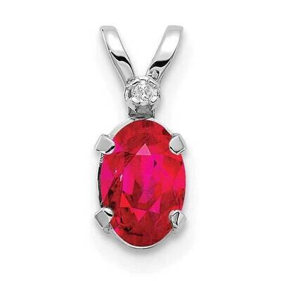Diamond Ruby Birthstone Pendant 14k White Gold XBE162W, MPN: XBE162W,