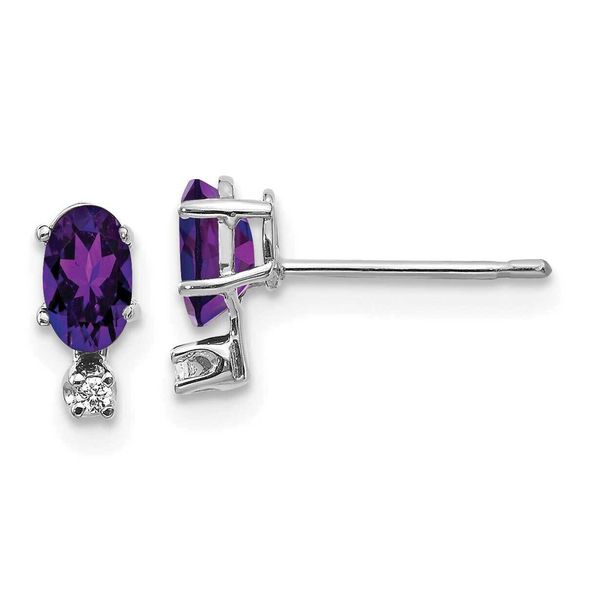 Diamond Amethyst Birthstone Earrings 14k White Gold XBE181W, MPN: XBE181W,