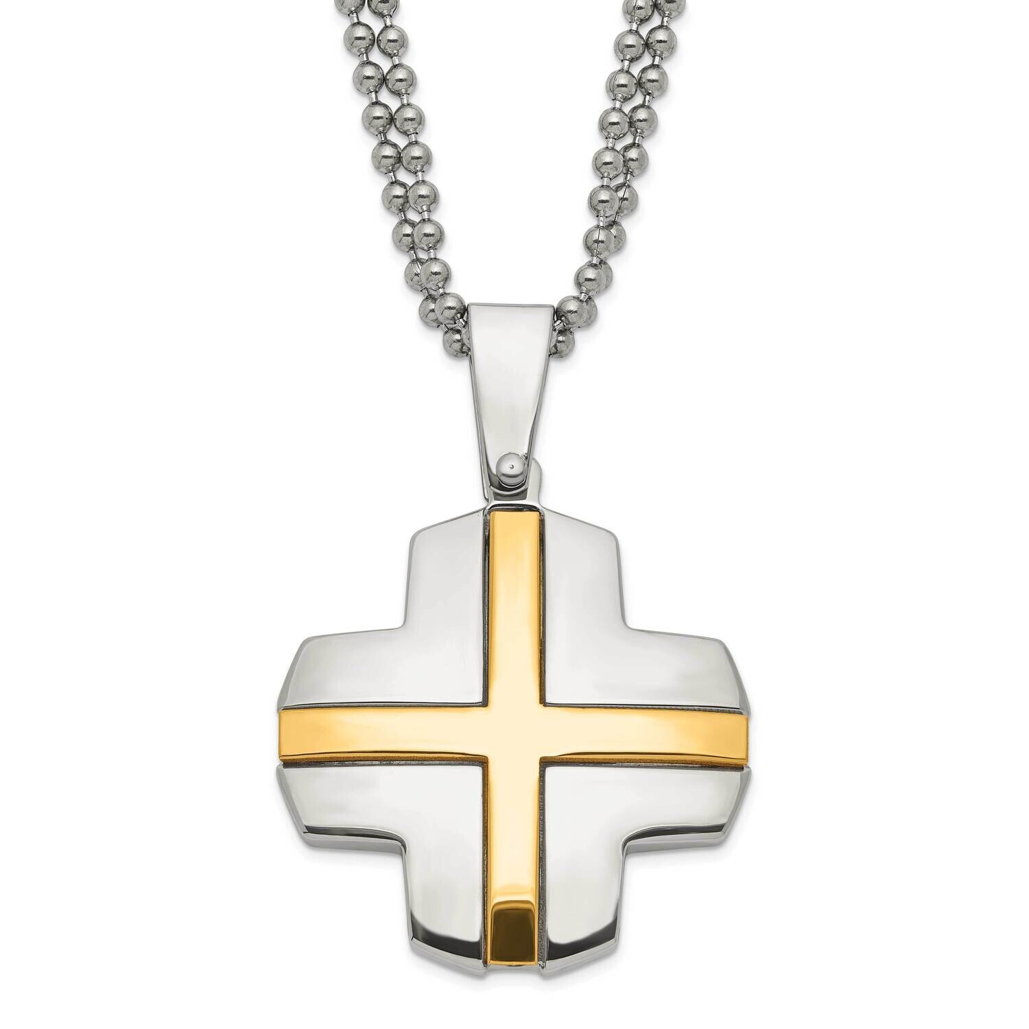 Yellow Ip-Plated Cross Necklace Stainless Steel SRN495-22