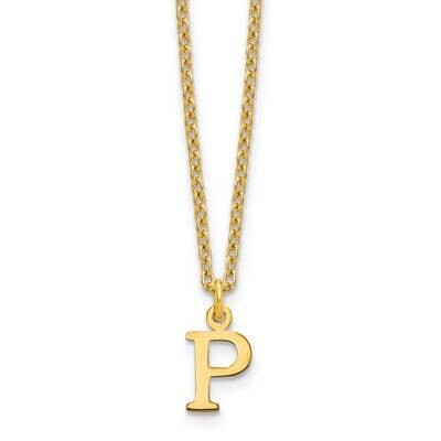 Gold-Plated Cutout Letter P Initial Necklace Sterling Silver XNA727GP/P, MPN: XNA727GP/P,